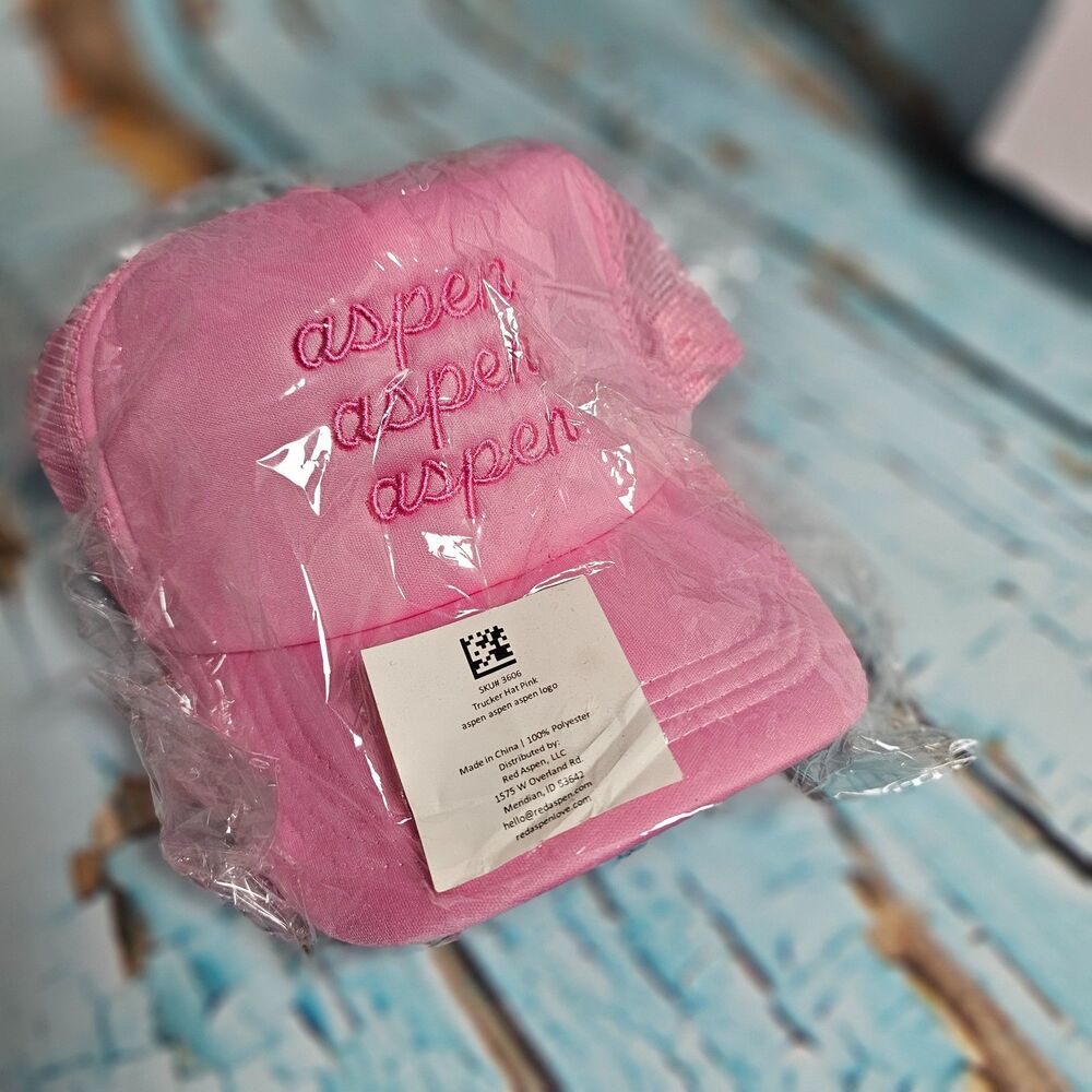 Red Aspen Pink Trucker Hat Aspen Aspen Aspen Embroidered Cap Adjustable New